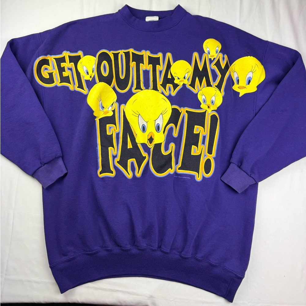 Vintage‎ 1996 Looney Tunes Purple Tweety Graphic Sweater